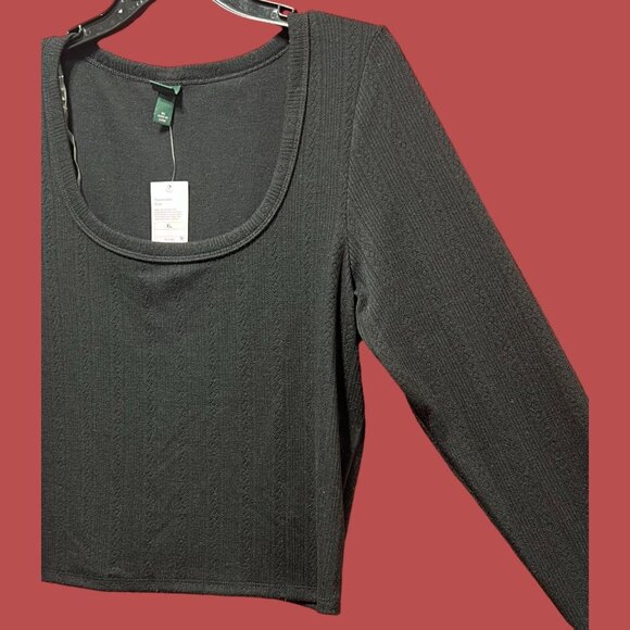 Wild Fable - Women's Ribbed Long Sleeve Scoopneck T-Shirt - Black - Extra Large - Picture 13 of 13